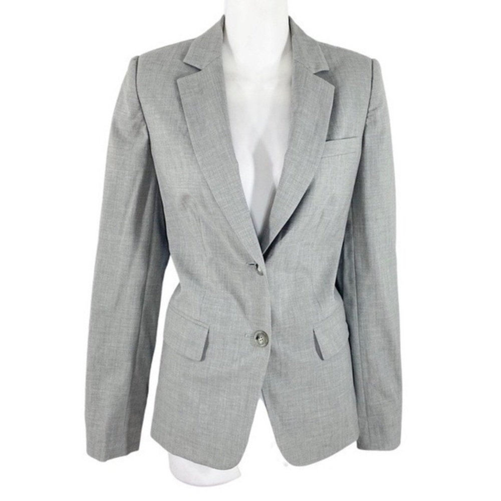 DKNY gray two button front wool blazer jacket 2